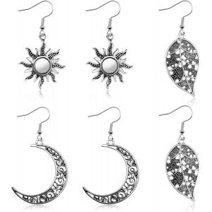 Boucles D'oreilles Mandala Pendantes, 3 Paires Boucles D'oreilles Gitanes, Boucles D'oreilles Tribal Vintage, Boucles D'oreilles Bohème Pour Femmes Et Filles - Neuf