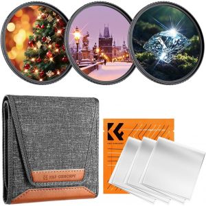 Ø49mm Filtre Étoile 4+6+8 Points Filtre Star Effets Spéciaux et 3 Chiffon et Sac pour Objectif Appareil Photo - Neuf