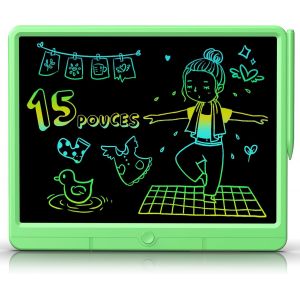 CHECARZHN--NO1-Tablette Dessin Enfant 15 Pouce, Tableau D'Écriture Lcd Colorée, Tablette Magique Pour Enfants 3+ Ans Filles Garçons Rentrée Scolaire, Anniversaire, Cadeaux De Noël (Vert) - Neuf