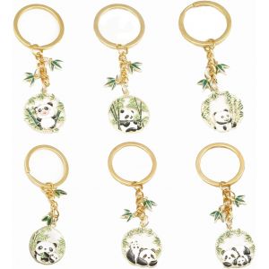 KAL-6 Pièces Panda Schlüsselanhänger, Porte Clé Kawaii, Panda Anhänger, Cartoon Schlüsselbund, Pour Portefeuilles, Cartables, Sacs De Voyage - Neuf