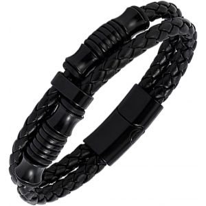 Kal-Bracelet En Cuir Noir Punk Clouté Bracelet Large Rock Manchette Gothique Avec Clous Réglable - Neuf