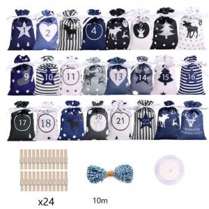 24pcs Cordon de serrage Cadeau de No&euml;l Sacs Ensemble, Cordon de serrage compte &agrave; Rebours, Calendrier de l'Avent, la Pendaison de Sac, Sac de Bonbons d'Halloween - Neuf