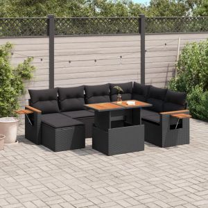 Prolenta Premium - Salon De Jardin 8 Pcs Avec Coussins Noir R&eacute;sine Tress&eacute;e - Neuf