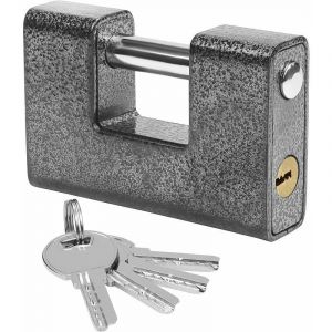 Cadenas d'extérieur robuste à 4 clés - Grand cadenas monobloc en acier trempé - anse de 13.8mm - Sécurise les portes de garage, les conteneurs, les barrières et les entrepôts. - Neuf