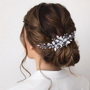 Kal-Accessoires Pour Cheveux De Mariage, Accessoires Pour Cheveux En Perles De Mariage, Accessoires Pour Cheveux En Cristal De Mariage, Accessoires Pour Cheveux De Mariée (Argent347) - Neuf