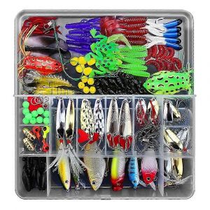 141pcs Kit D'accessoires De Pêche Leurres De Pêche Appâts Crankbait Swimbaits Hameçons Équipement De Pêche Leurres Kit Set Avec Boîte À Pêche - Neuf