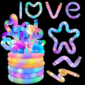 KAL-12 Tubes Lumineux Pop À Led Jouets Sensoriels Fidget Bâtons Lumineux Pop À Led Brille Dans Le Noir Fournitures De Fête Pour Cadeaux De Noël Halloween Décorations De Fête (A) - Neuf