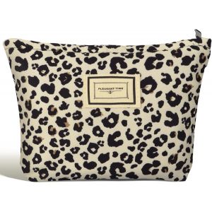 de Toilette Voyage Femme Léopard de Maquillage en Toile Sac Cosmétique à Glissière Portable - Neuf