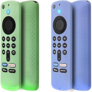 Lot De 2 Coques De Protection Pour Télécommande Compatible Avec Fire Tv Stick 4K Hd 2Ème (Sortie En 2024)/Télécommande Vocale Pioneer Alexa, Manchon En Silicone Antidérapant Avec Dragonne (Vert - Neuf