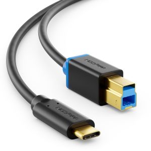 1,5m USB 3.0 Câble D'imprimante Câble de Scanner - Connecteur type 3.1 - USB C à USB B - Câble de Données à 5 Gbit/s par Exemple Ordinateur Imprimeur Disque dur Externe - Noir - Neuf