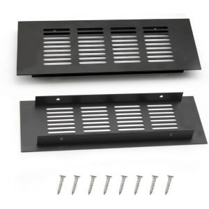 2 Pièces Grille Ventilation, Noire Grille Meuble Aluminium 20 × 8 cm, Simple Grille Aeration, Mode et Pratique, pour Placard, Meuble à Chaussures et Ventilation de Penderie - Neuf
