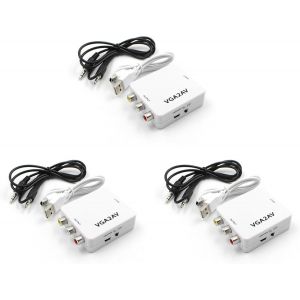 3X Adaptateur de Scaler Mini Convertisseur VGA vers AV Prise en Charge du Convertisseur 1080P VGA2AV PC vers TV Ordinateur HD vers TV.[W1284] - Neuf