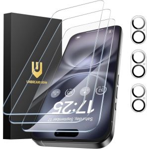 Kal-Protection Écran Iphone 16 - Lot De 3, 3 Vitres En Verre Trempé + 3 Protecteurs D'objectif, Dureté 9h, Clarté Hd, Anti-Traces De Doigts, Compatible Coque, 6,1 Pouces - Neuf