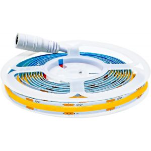 Bande Led 12 V Cob 2 M Blanc Chaud 3000 K 320 Leds/Mètre Néon Bande Lumières Led Flexible Avec Prise Dc Pour Fête,Comptoir,Étagère,Décoration Intérieure - Neuf