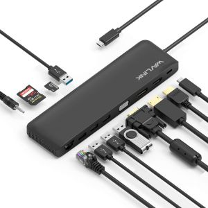 Station D'Accueil Usb-C, Triple Affichage, Écran D'Extension, Usb3.0/2.0, Vga, 1X Displayport & Hdmi, Usb-C 100W Pd Charge Alimenté, Rj45 Gigabit Enthernet, Compatible Avec Mac Os Et Windows - Neuf