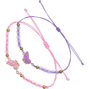 Lot De 2 Bracelets D'amiti&eacute;,Bracelets Papillon Pour Fille,Meilleure Amie,Cadeau Pour Meilleurs Amis (Violet + Rose - Neuf