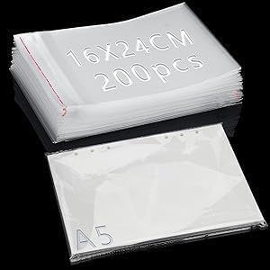 200 Pièces Sac Plastique Transparent 24x16cm Sachet Cellophane Sacs Auto-adhésifs Plastique OPP Sachet Biscuit Sachet Emballage Transparent Petits Sac Bonbon pour Chocolats Bijoux Cadeau Noel - Neuf