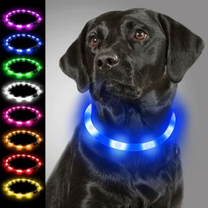 Eryi-Collier Lumineux Chien, Collier De Chien Rechargeable Usb, Clignotant Led Collier Avec 3 Modes De Sécurité Réglables Pour Petits, Moyens Et Grands Chiens, Bleu - Neuf