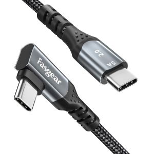 THEF-Câble USB C vers USB C Angle droit 90 degrés 100W 5A PD Câble de charge rapide de type C Compatible avec Mac-Book Pro Air i-Pad Pro 2020 Galaxy S20 Huawei P40 ThinkPad (Noir, 3 m) - Neuf