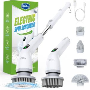 ChenQuanSarl-De Nettoyage &Eacute;lectrique Avec 4 Embouts, 400 Tr/Min Turbo, Poign&eacute;e T&eacute;lescopique Et Batterie De 2500 Mah &iquest; Salle De Bain, Cuisine, Carrelage, Voiture, Joints &iquest; Sans Fil Et &Eacute;tanche - Neuf