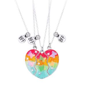 (3 Pi&egrave;ces) Collier D'amiti&eacute; Pour 3, Collier D'amiti&eacute; Pour 3 Filles Collier Bff Pendentif En Forme De Coeur Collier D'amiti&eacute; Coffrets Cadeaux De No&euml;l Pour Femmes Anniversaire - Neuf