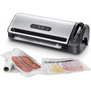 Machine Sous Vide Avec Compartiment De Rangement Pour Rouleau Et Cutter,Fonction Marinade,Inclus Sacs De Mise Sous Vide Assortis Et Adaptateur Int&eacute;gr&eacute; [Ffs017X ] - Neuf