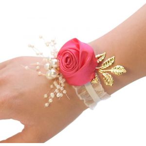 Kal-Bracelet De Poignet De Mariage - Bracelet Floral - Main - Rose - Perle - Bracelet De Mariage - Fleurs - Bracelet Pour Femme Et Fille - Cadeau De Mari&eacute;e - Demoiselle D'honneur - No&euml;l - F&ecirc;te De - Neuf