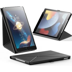 ELVORIX-Book Cover &Eacute;tui pour iPad 9&egrave;me/8&egrave;me/7&egrave;me g&eacute;n&eacute;ration 10,2 pouces (2021/2020/2019) avec porte-stylo, support pliable avec paysage et portrait, &eacute;tui de protection pour iPad 9/8/7 (noir) - Neuf