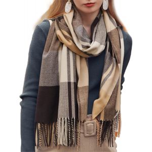 Kalanka-Femme Écharpe Étole Fille Châle Foulard, Pashmina Echarpe A Carreaux Laine Mode Etole Plaid Foulards Oversize Shawl Cardigan Cachemire Chaud Automne Hiver Manteau Tricot Ponchos Et Capes - Neuf
