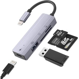 Lecteur de Carte Micro SD/SD pour iPhone [Certifié Apple MFi], Adaptateur de câble OTG pour Appareil Photo USB avec Charge, pour iPhone 13 12 11 XR X XS 8 7 Plus iPad air¿ - Neuf