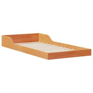 Vidaxl Cadre De Lit Marron Cire 90 X 210 Cm Bois Massif En Pin - Neuf