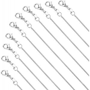 Kal-Lot De 10 Colliers Sans Pendentif - Cha&icirc;ne Serpent En Argent - Pour Femme - En Acier Inoxydable - Sans Pendentif - Avec Fermoirs Mousquetons - Pour L'artisanat Et Les Pendentifs, Cuivre Plaqu&eacute; Ar - Neuf