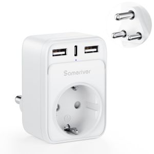 COPO-Adaptateur De Voyage Afrique Du Sud Adaptateur Allemagne Prise De Voyage Afrique Du Sud Avec 2 Prises Usb 1Usb C (3A) Adaptateur Type M Pour Afrique Du Sud Swaziland Lesotho Bhoutan Namibie Bots - Neuf