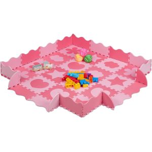 KASFL-Tapis De Sol Puzzle 52 Pièces,Mousse Eva,Sans Polluants,1,4 M2,Dalle Jeu Bébé Bord,Diff Motifs,Rose - Neuf