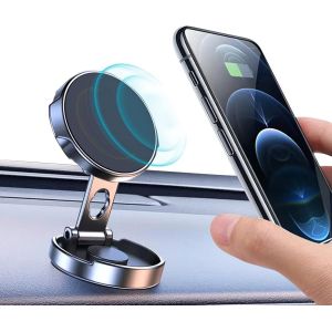 Support Portable Voiture Magnétique, Porte Téléphone Rotation 360° Attache Smartphone Aimants Forts Compatible Avec Iphone 13 12 11 Pro/Samsung Galaxy S10 S10+/Huawei/Gps Etc (Black) - Neuf