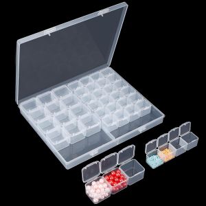 Boite Rangement Diamond Painting, 56 Grilles Boite Rangement Vis, Boite A Perle, Bo&icirc;tes De Broderie De Diamant Transparente, Boite Rangement Plastique Compartiment Pour Bijoux - Neuf
