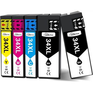 34XL Compatible avec Epson 34 XL 34XL Cartouche pour Epson Workforce Pro WF-3725 WF-3720 WF-3725DWF WF-3720DWF WF3725 WF3720 Compatible pour Golf Noir 34 (2 Noir,1 Cyan,1 Magenta,1 Jaune) - Neuf