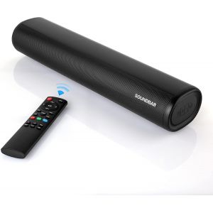 MEVRONISSHOP-Barre de Son Petit 60W sans Fil 4K Soundbar Bluetooth TV 3 EQ Modes Home Cin&eacute;ma 5.0, Caisson de Basses Int&eacute;gr&eacute;, T&eacute;l&eacute;commande Incluse, Entr&eacute;es HDMI/USB/Optique/AUX/RCA, Montage Mural Poss - Neuf