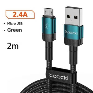 Toocki 2.4A C&acirc;ble Micro Usb Charge Rapide Pd Qc Charge Rapide Micro C&acirc;ble Pour Samsung S6 S7 Redmi Note &Eacute;couteur Ventilateur Usb Cordon De Donn&eacute;es.Micro 2M Green. - Neuf