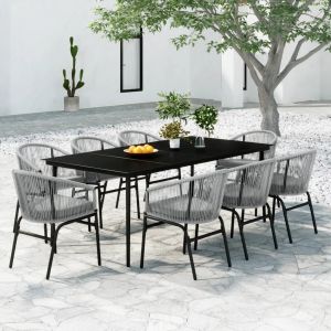 Prolenta Premium - Ensemble &Agrave; Manger De Jardin 9 Pcs Gris - Neuf