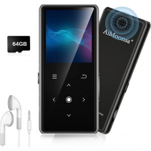 Lecteur Mp3 64 Go Avec Bluetooth 5.2, Lecteur De Musique Avec Haut-Parleur Hd Int&eacute;gr&eacute;, Radio Fm, Enregistreur Vocal, Son Hifi, Fonction E-Book, &Eacute;couteurs Inclus - Neuf