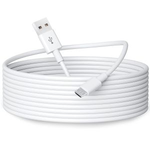 JGD-C&acirc;ble d'extension d'alimentation micro USB de 5 m pour cam&eacute;ras de s&eacute;curit&eacute; &agrave; domicile, c&acirc;ble de chargement et de synchronisation de donn&eacute;es durable USB A vers micro USB - Blanc - Neuf