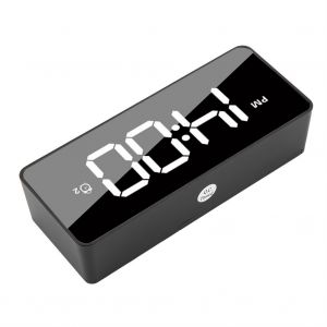 HJLIAN Reveil numerique multifonction avec fonction de rappel d'alarme et de chargement USB, retroeclairage, affichage miroir, noir - Neuf