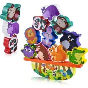 ChenQuanSarl-Jouet À Empiler En Bois Animaux,Jouet D'Équilibre En Bois,Jouet À Empiler En Bois Animaux Pour Enfants,Blocs De Construction,Jouet De Motricité Jeux Enfants Montessori Animaux Jouet Enfa - Neuf
