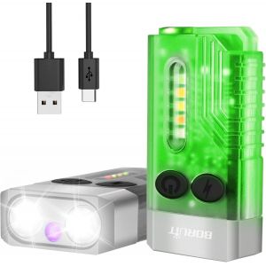 V10 Mini LED Flashlight, 1000 Lumen Keychain Flashlight with 80dB Alarm Buzzer, 365nm UV Lamp, Magnetic Tail, IPX4 Waterproof (Fluorescence) - Neuf