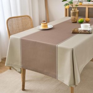 SJZG-Nappe Rectangulaire Anti-Taches Lavable Exterieur Impermeable Jardin 140 X 190 Nappe De Table Toile Cir&eacute;e Beige Tissu Table Protection Moderne Pour Salle &Agrave; Manger Pique Anniversaire F&ecirc;te - Neuf