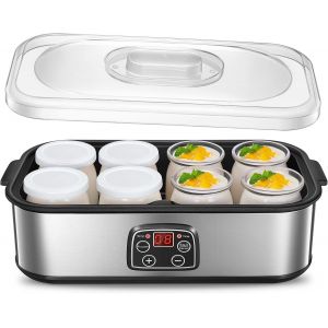 Ulteronixshop-Yaourti&egrave;re 8 Pots, 180ml Pot en Verre avec Couvercle, Yaourti&egrave;re avec &Eacute;cran Num&eacute;rique, Thermostat R&eacute;glable et Minuterie, Arr&ecirc;t Automatique, Id&eacute;al pour Famille et Yaourts Faits Maison - Neuf