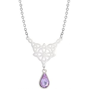 Kal-Collier Noeud De Sorcière Pour Femmes En Acier Inoxydable Évider Noeud Celtique Avec Améthyste En Forme De Larme Collier Pendentif En Cristal Coloré Symbole Wiccan Bijoux Cadeaux - Neuf