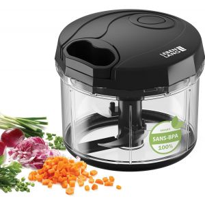 Hachoir Manuel Legume & Coupe Oignon - Noir 1l Mixeur Manuel & Bpa-Free I Moulinette Manuelle Hachoir Ail Vegetable Chopper Mini-Robots Et Hachoirs A Ficelle Eminceur Legumes Main 3 Lames - Neuf