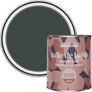 Peinture Noire R&eacute;sistante &agrave; l'humidit&eacute; pour Meubles de Salle de Bains,Finition Satin&eacute;e-Sable Noir 750ml - Neuf